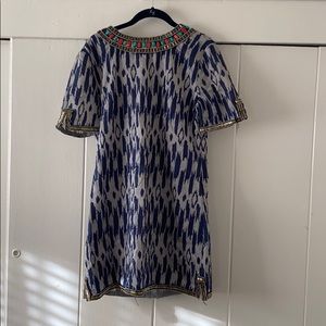 Shirt Dress with Embellished Collar and Sleeves